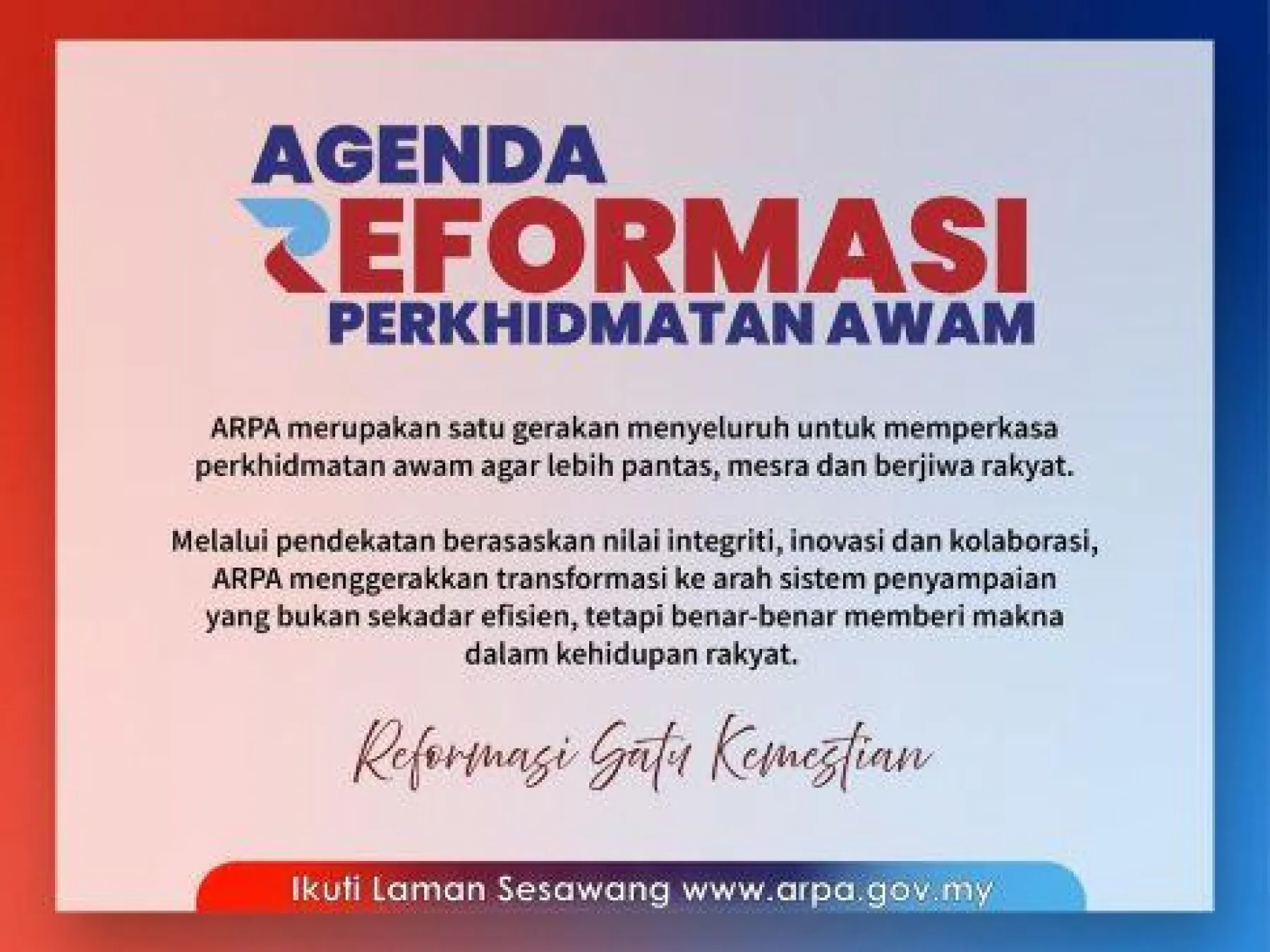 Poster Agenda Reformasi Perkhidmatan Awam